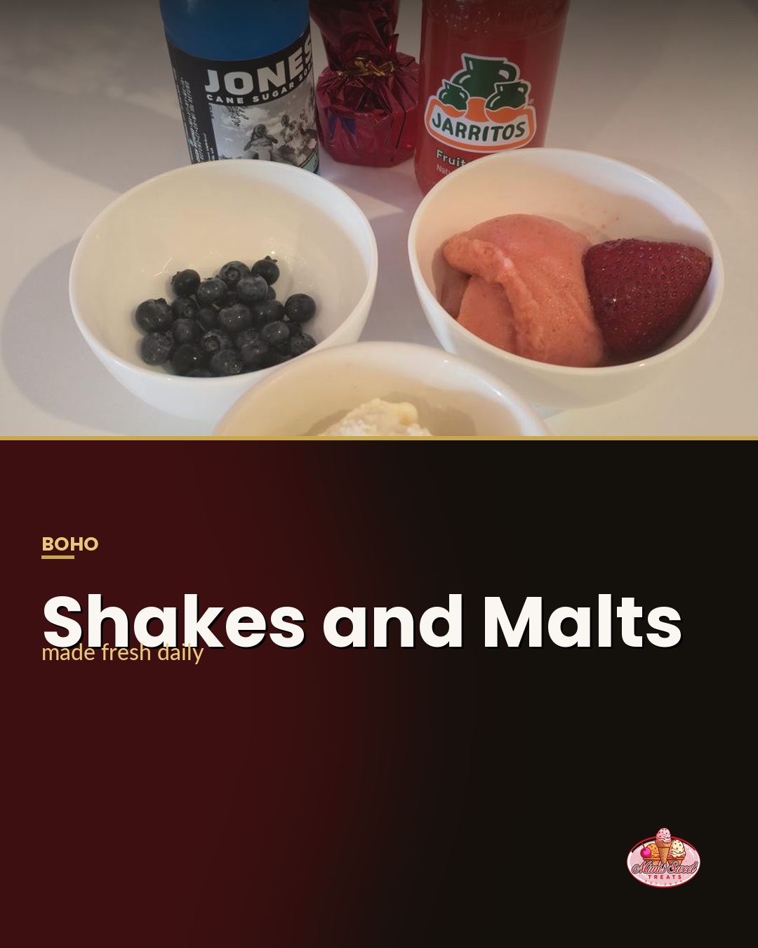 Shakes and Malts animated social card — made fresh daily